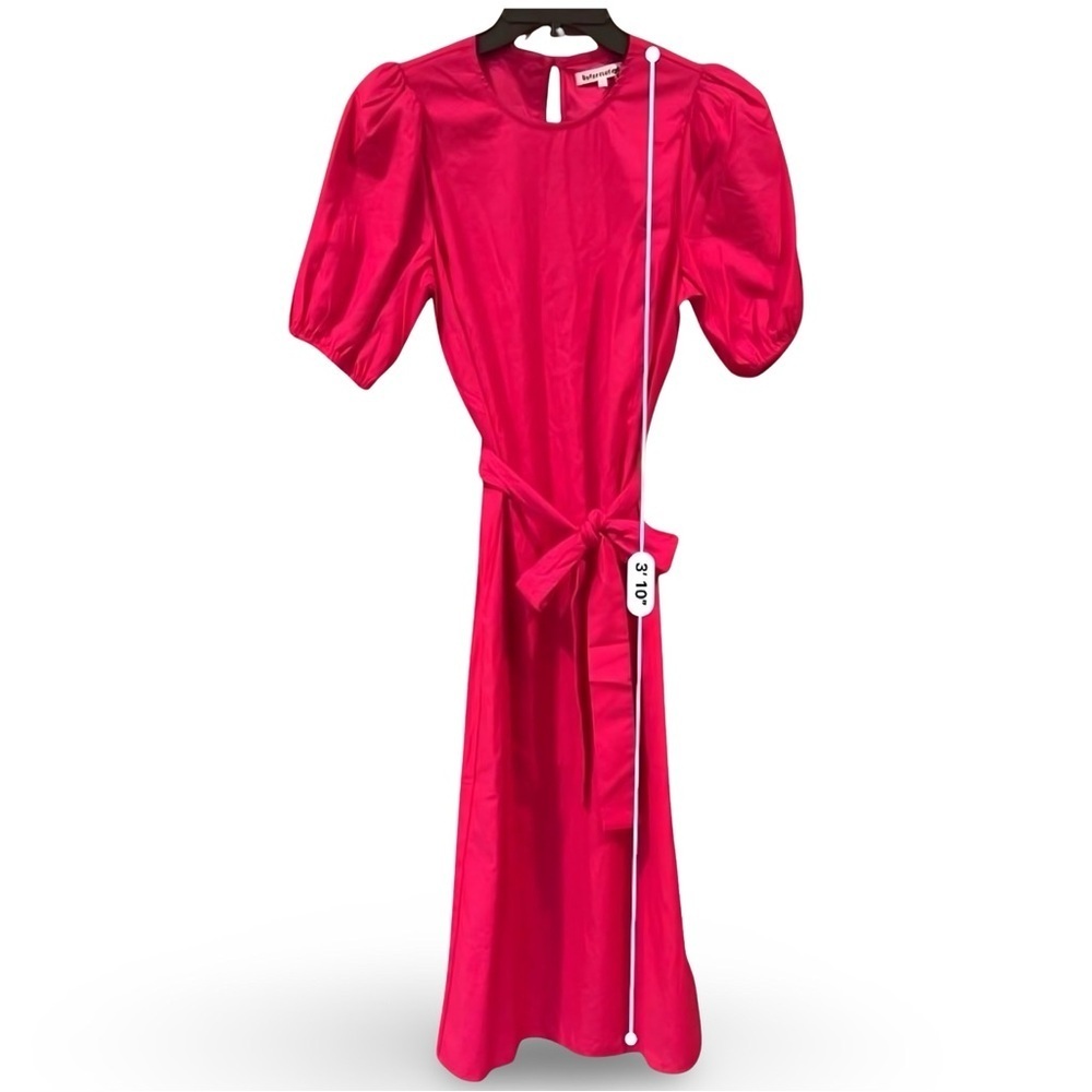 New Reformation Rita Puff Sleeve Belted Midi Dress in Corvette Pink | S - Picture 7 of 11
